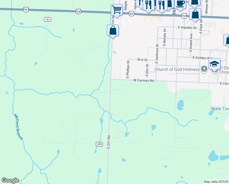 map of restaurants, bars, coffee shops, grocery stores, and more near 3081-3245 South 201 Road in El Dorado Springs