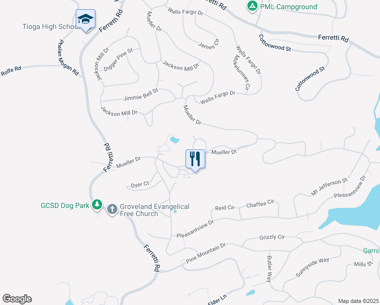 map of restaurants, bars, coffee shops, grocery stores, and more near 19304 Oak Grove Circle in Groveland