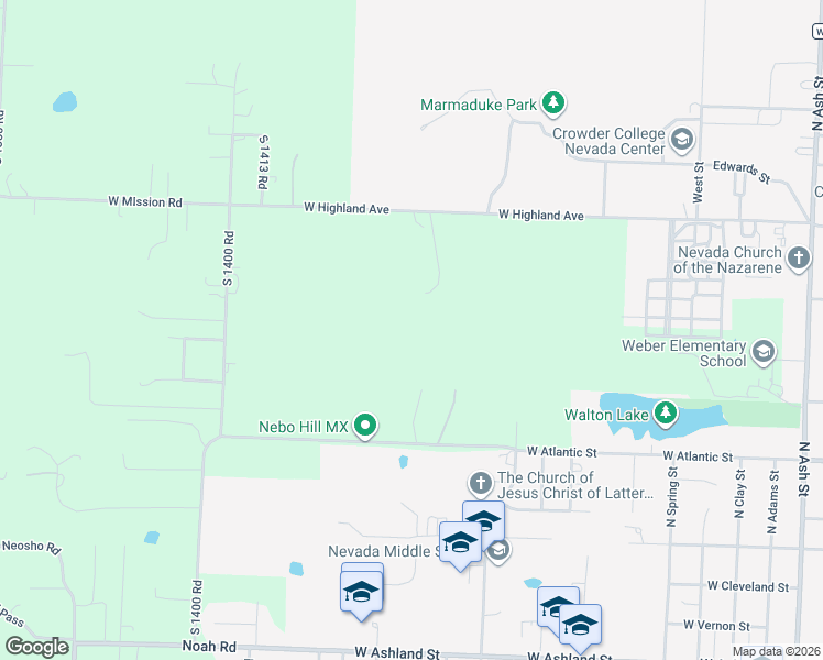 map of restaurants, bars, coffee shops, grocery stores, and more near 15507 South 1400 Road in Nevada