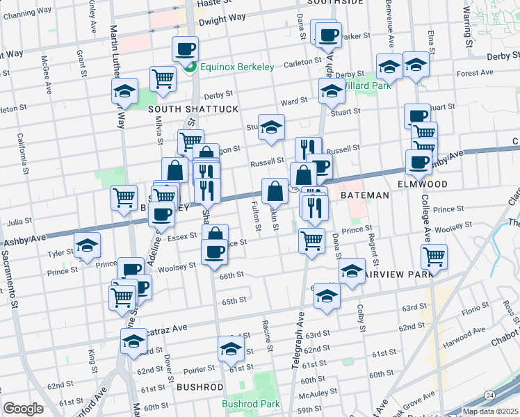 map of restaurants, bars, coffee shops, grocery stores, and more near in Berkeley