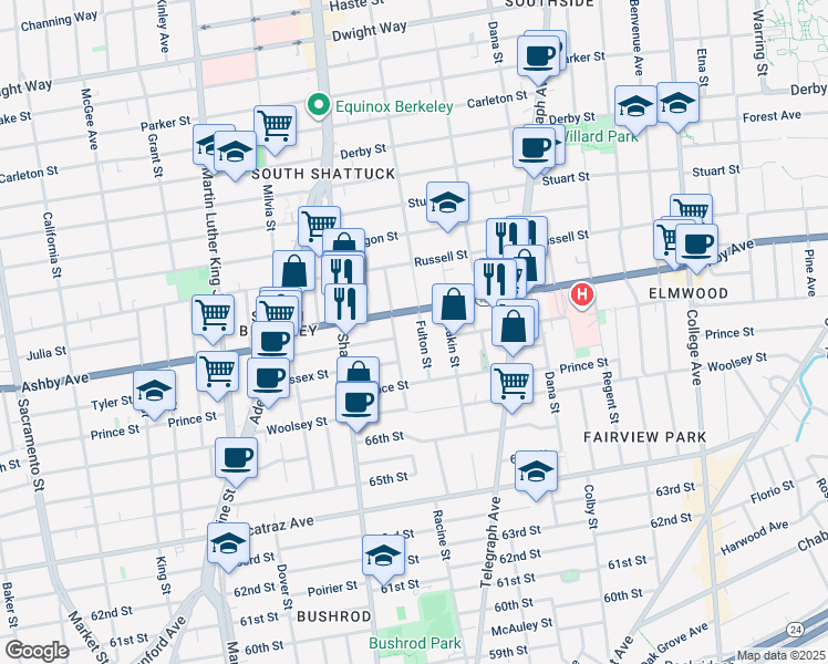 map of restaurants, bars, coffee shops, grocery stores, and more near in Berkeley