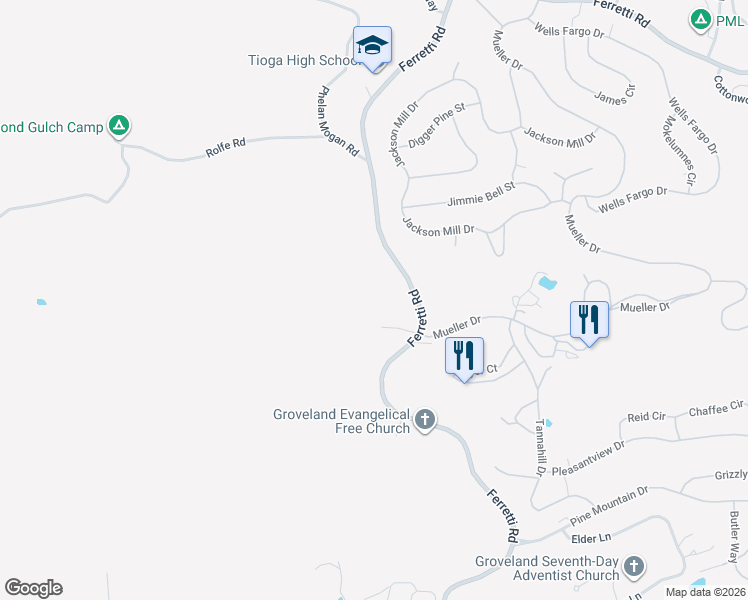 map of restaurants, bars, coffee shops, grocery stores, and more near 19246 Ferretti Road in Groveland