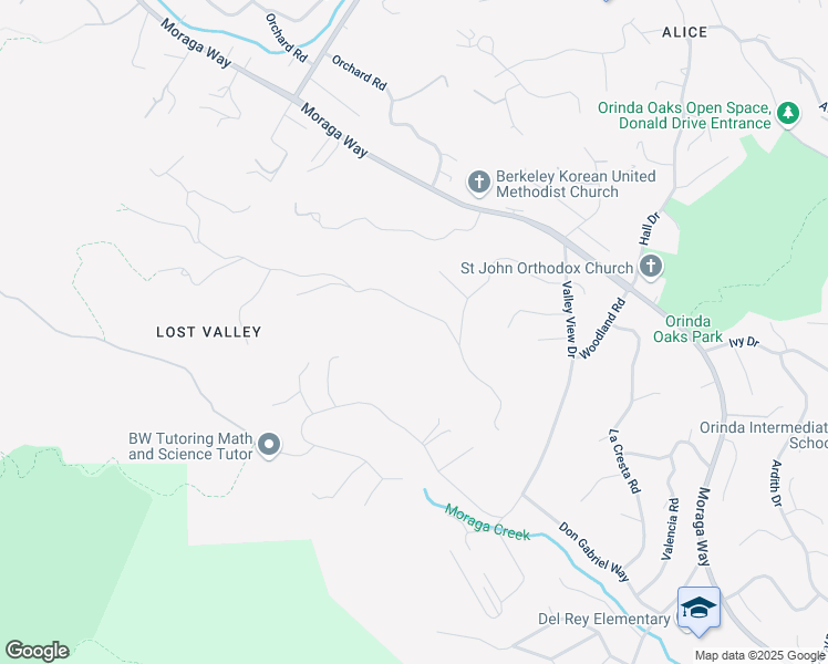 map of restaurants, bars, coffee shops, grocery stores, and more near 127 Crestview Drive in Orinda