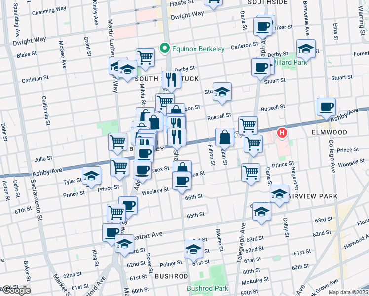 map of restaurants, bars, coffee shops, grocery stores, and more near in Berkeley