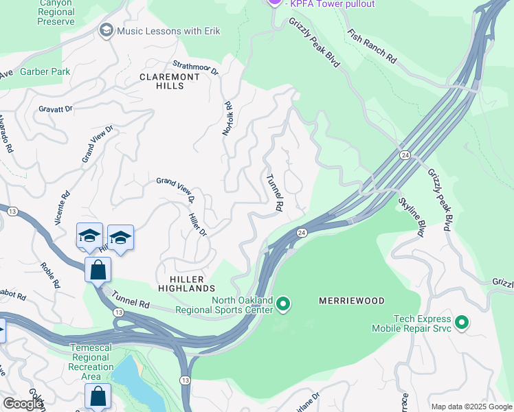 map of restaurants, bars, coffee shops, grocery stores, and more near 6838 Charing Cross Road in Berkeley