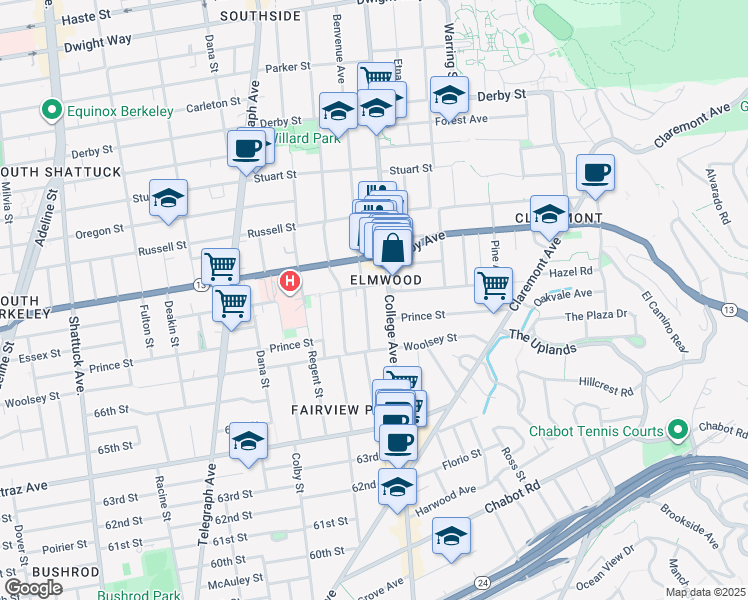 map of restaurants, bars, coffee shops, grocery stores, and more near in Berkeley