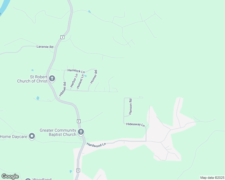 map of restaurants, bars, coffee shops, grocery stores, and more near 16588 Hunters Ridge Lane in Saint Robert