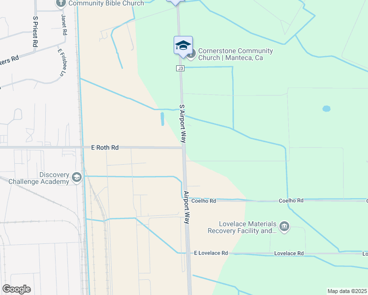map of restaurants, bars, coffee shops, grocery stores, and more near 1485 Roth Road in Manteca