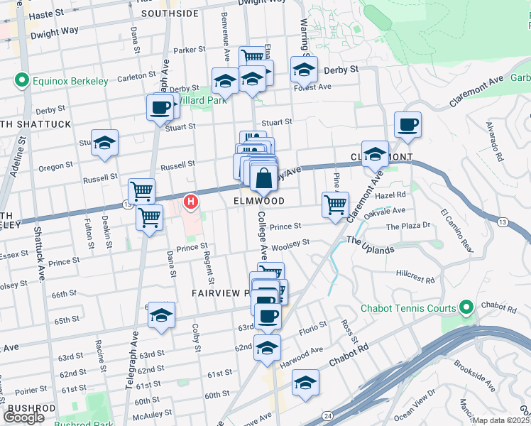 map of restaurants, bars, coffee shops, grocery stores, and more near in Berkeley