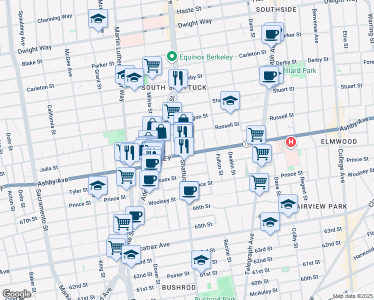 map of restaurants, bars, coffee shops, grocery stores, and more near 2999 Shattuck Avenue in Berkeley