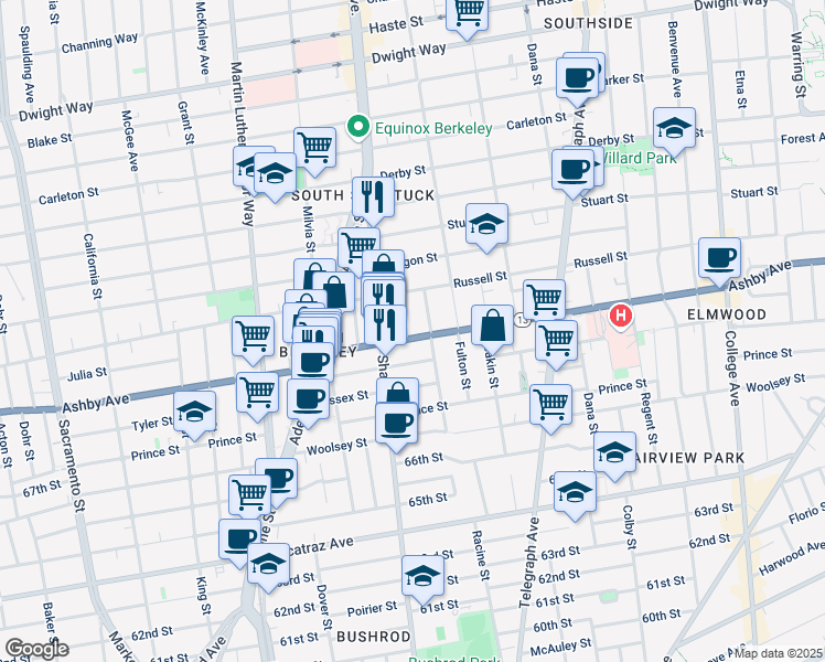 map of restaurants, bars, coffee shops, grocery stores, and more near in Berkeley