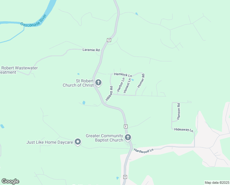 map of restaurants, bars, coffee shops, grocery stores, and more near 16565 Hunters Ridge Lane in Saint Robert