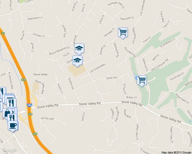 map of restaurants, bars, coffee shops, grocery stores, and more near 110 Bolla Ave in Alamo