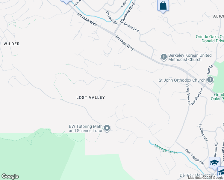 map of restaurants, bars, coffee shops, grocery stores, and more near 17 Culver Court in Orinda