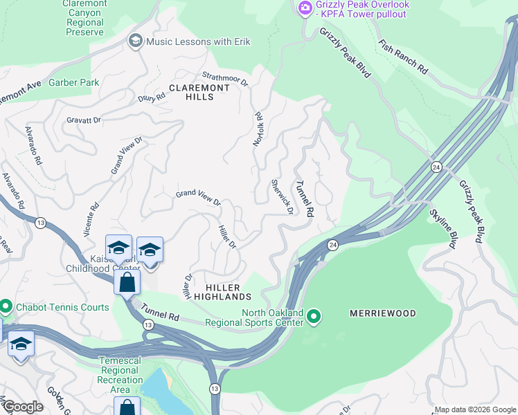 map of restaurants, bars, coffee shops, grocery stores, and more near 6808 Charing Cross Road in Berkeley