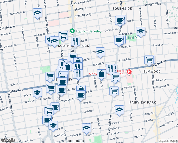 map of restaurants, bars, coffee shops, grocery stores, and more near in Berkeley