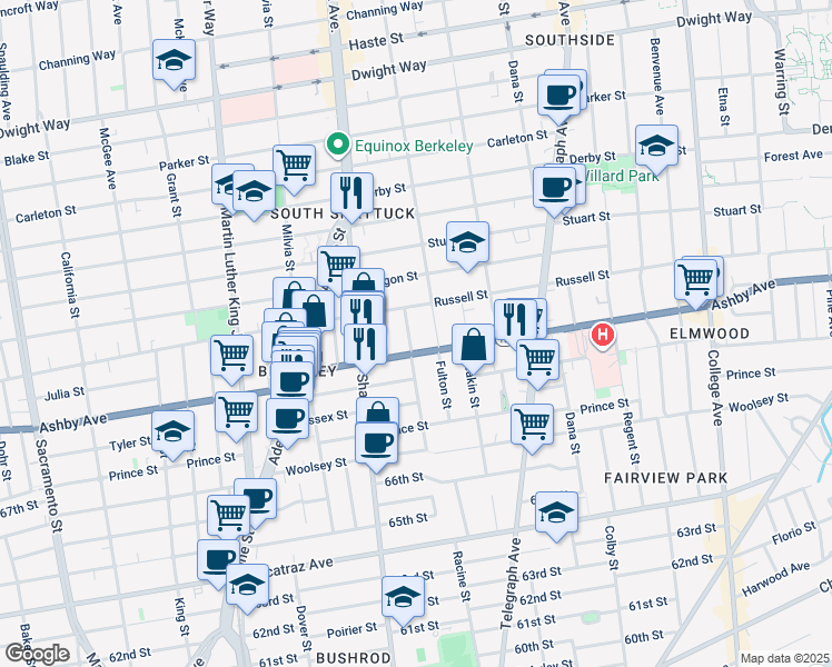 map of restaurants, bars, coffee shops, grocery stores, and more near in Berkeley