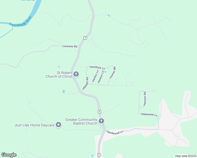map of restaurants, bars, coffee shops, grocery stores, and more near 16831 Hunters Ridge Lane in Saint Robert