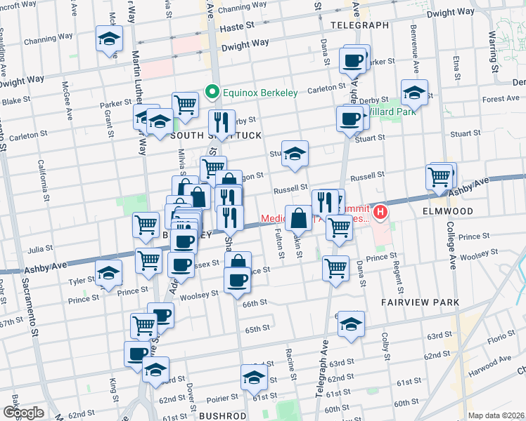 map of restaurants, bars, coffee shops, grocery stores, and more near in Berkeley