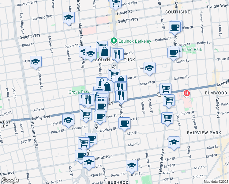 map of restaurants, bars, coffee shops, grocery stores, and more near in Berkeley