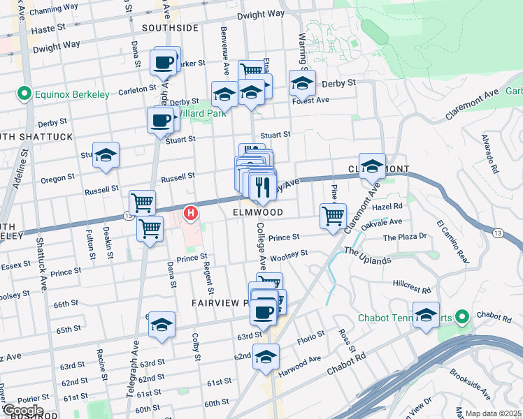map of restaurants, bars, coffee shops, grocery stores, and more near in Berkeley