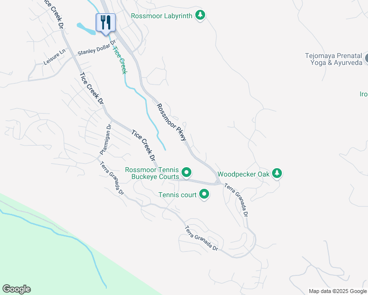 map of restaurants, bars, coffee shops, grocery stores, and more near 3430 Rossmoor Parkway in Walnut Creek
