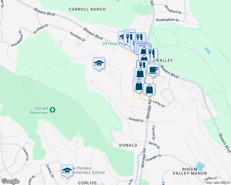 map of restaurants, bars, coffee shops, grocery stores, and more near 2036-2038 Ascot Drive in Moraga