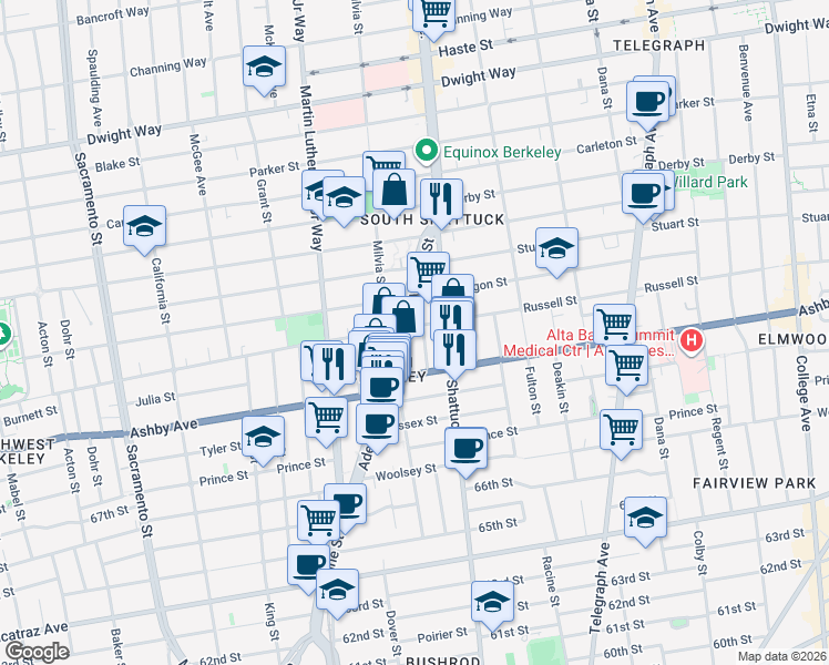map of restaurants, bars, coffee shops, grocery stores, and more near in Berkeley