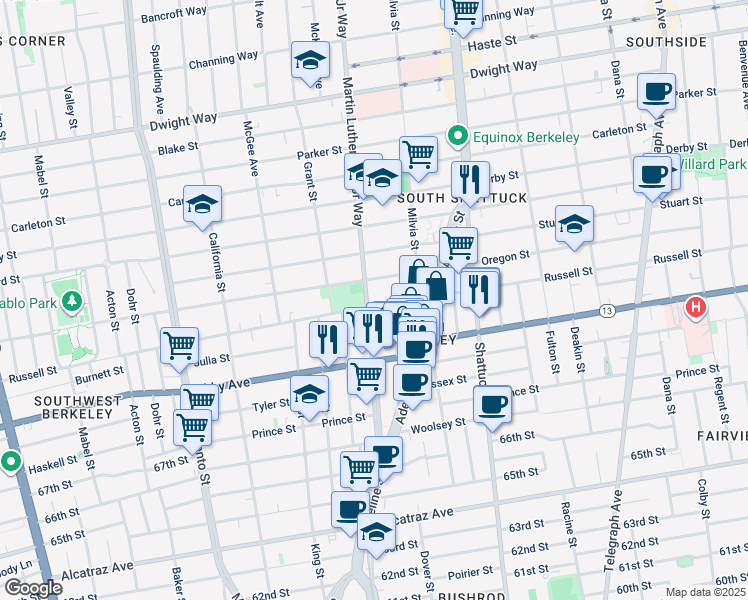 map of restaurants, bars, coffee shops, grocery stores, and more near in Berkeley