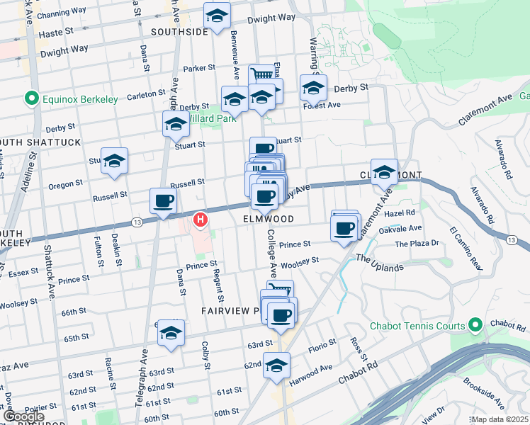 map of restaurants, bars, coffee shops, grocery stores, and more near in Berkeley