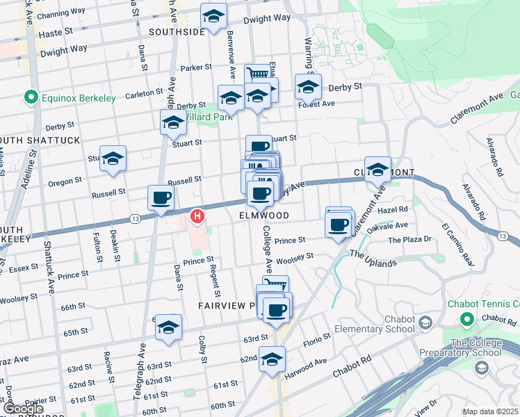 map of restaurants, bars, coffee shops, grocery stores, and more near in Berkeley