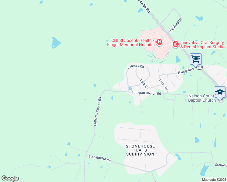 map of restaurants, bars, coffee shops, grocery stores, and more near 920 Lutheran Church Rd in Bardstown