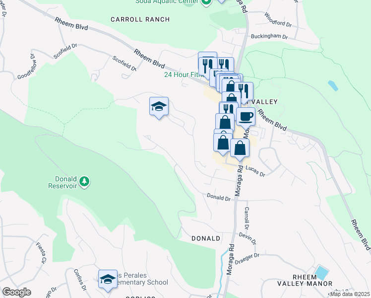 map of restaurants, bars, coffee shops, grocery stores, and more near 2036-2038 Ascot Drive in Moraga
