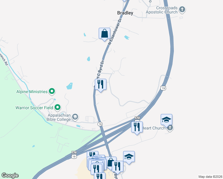 map of restaurants, bars, coffee shops, grocery stores, and more near 205 Appalachian Heights in Mt Hope