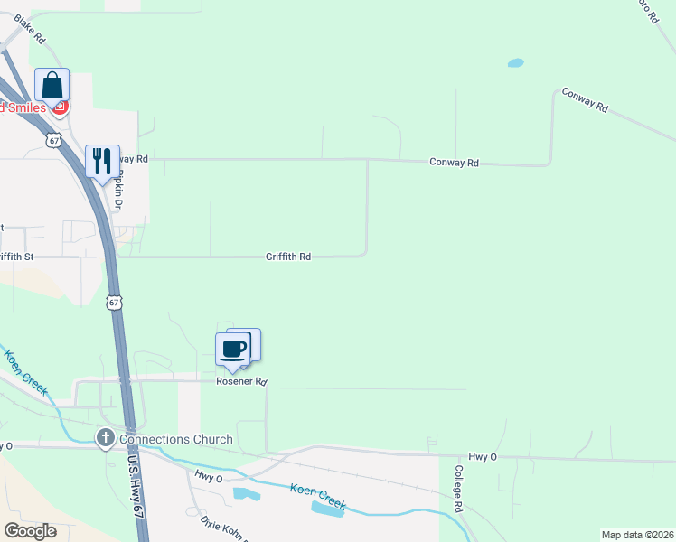 map of restaurants, bars, coffee shops, grocery stores, and more near 3552 Griffith Road in Farmington