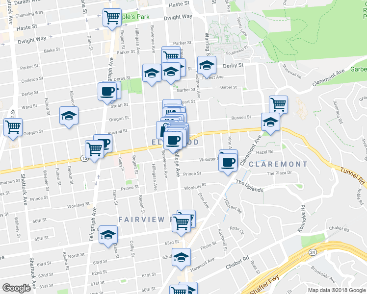map of restaurants, bars, coffee shops, grocery stores, and more near in Berkeley