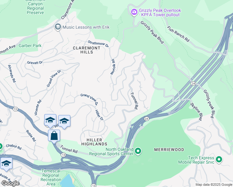 map of restaurants, bars, coffee shops, grocery stores, and more near 6865 Bristol Dr in Oakland