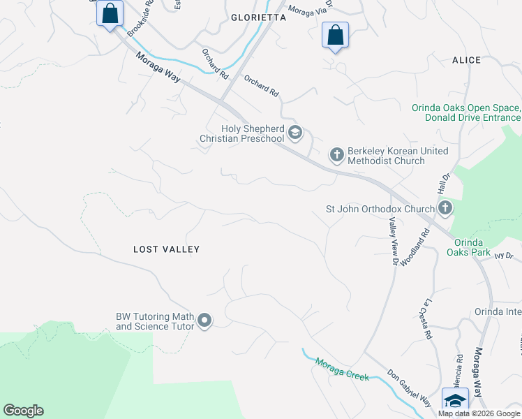 map of restaurants, bars, coffee shops, grocery stores, and more near 142 Crestview Drive in Orinda