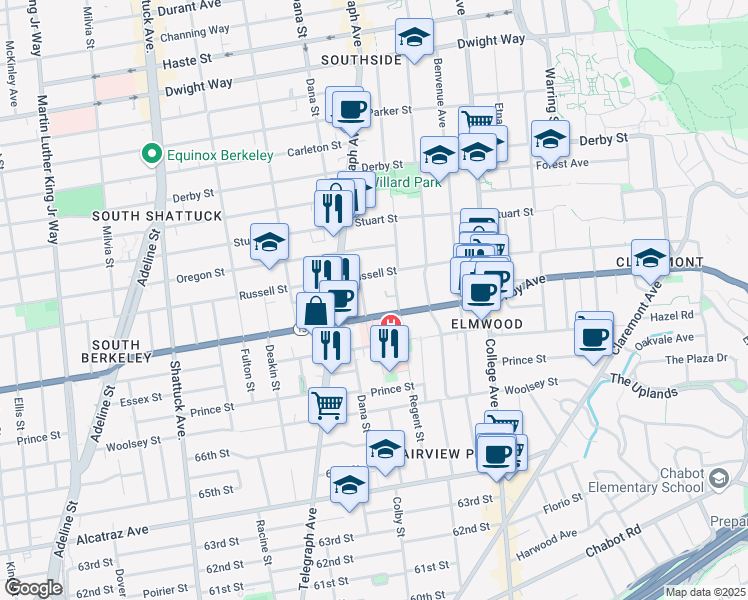 map of restaurants, bars, coffee shops, grocery stores, and more near in Berkeley