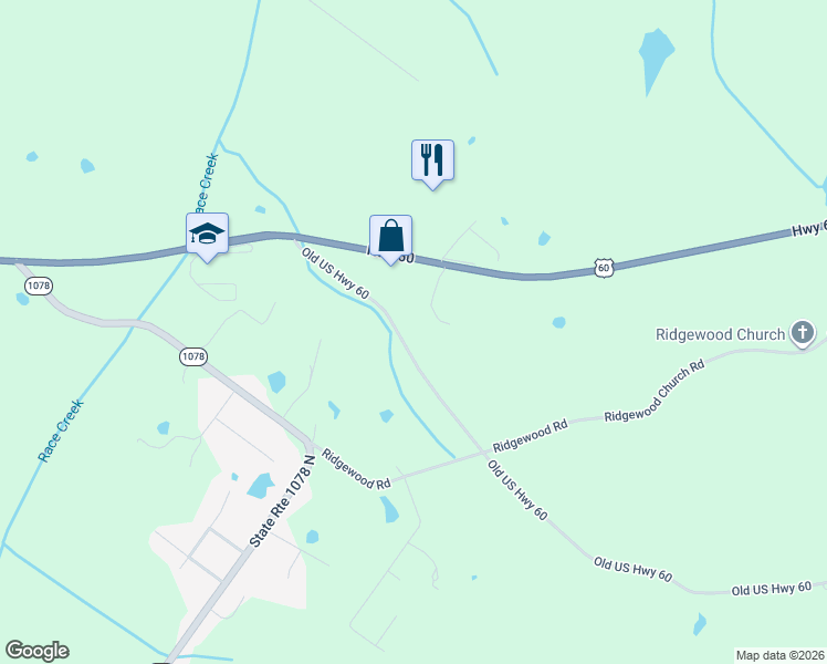 map of restaurants, bars, coffee shops, grocery stores, and more near 8134 Old US 60 Highway in Spottsville