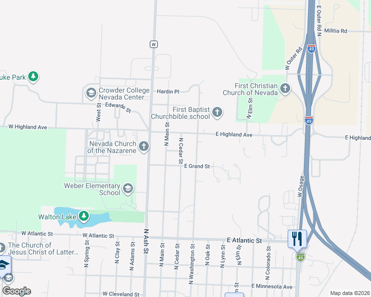 map of restaurants, bars, coffee shops, grocery stores, and more near 116w West Sentinel Avenue in Nevada
