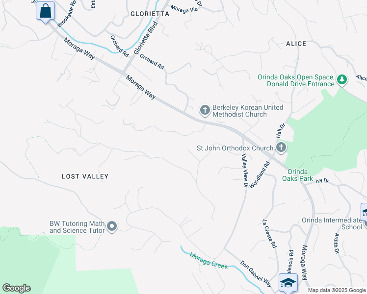 map of restaurants, bars, coffee shops, grocery stores, and more near 42 Crestview Drive in Orinda