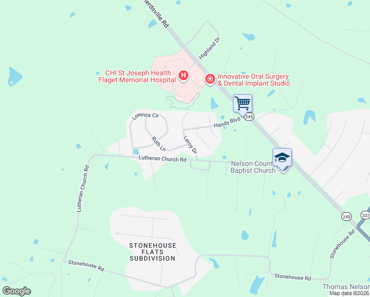 map of restaurants, bars, coffee shops, grocery stores, and more near 102-120 Leroy Drive in Bardstown