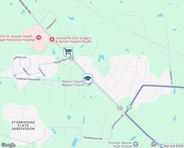 map of restaurants, bars, coffee shops, grocery stores, and more near 3700-3724 New Shepherdsville Road in Bardstown