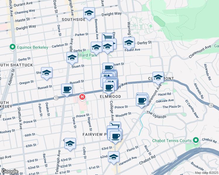 map of restaurants, bars, coffee shops, grocery stores, and more near in Berkeley