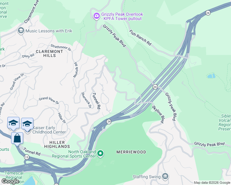 map of restaurants, bars, coffee shops, grocery stores, and more near 220 Caldecott Lane in Oakland