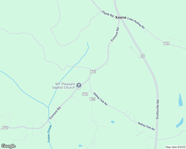 map of restaurants, bars, coffee shops, grocery stores, and more near 6415 Esmont Road in Keene