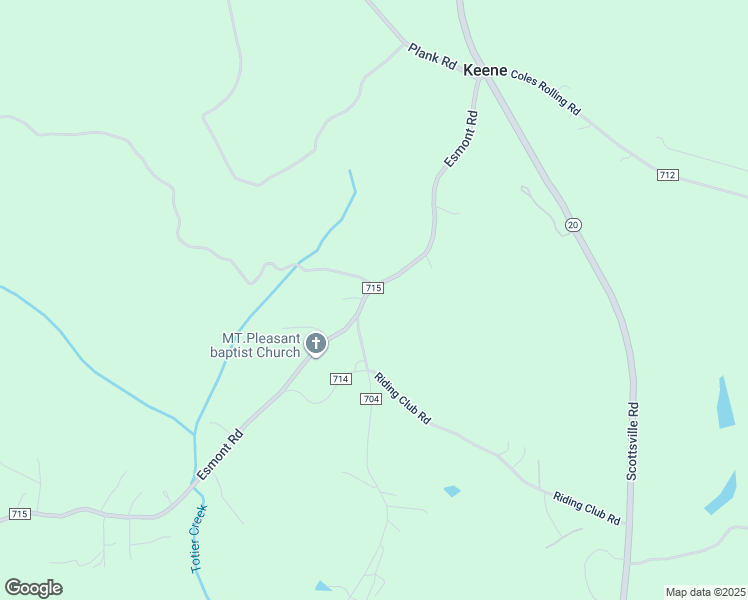map of restaurants, bars, coffee shops, grocery stores, and more near 6415 Esmont Road in Keene