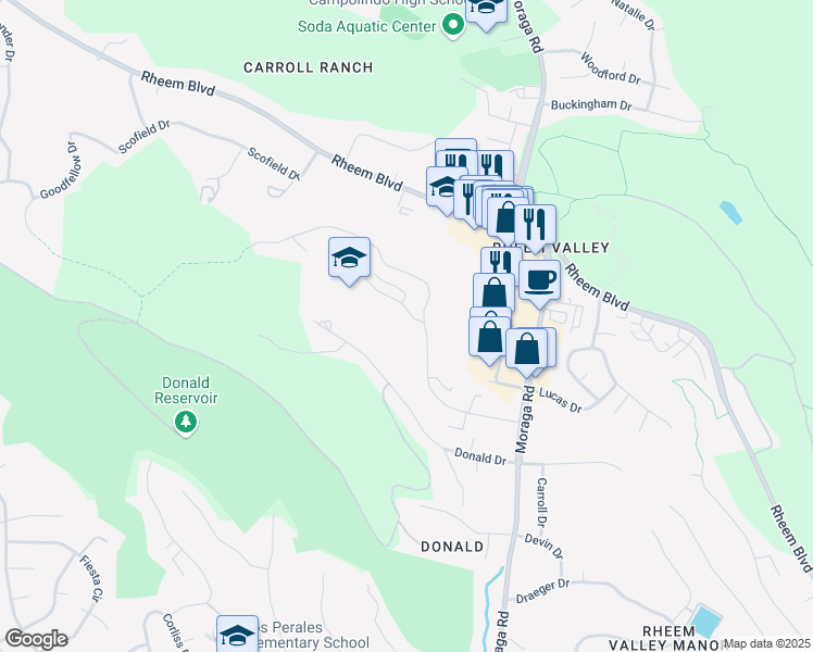 map of restaurants, bars, coffee shops, grocery stores, and more near 2036-2038 Ascot Drive in Moraga