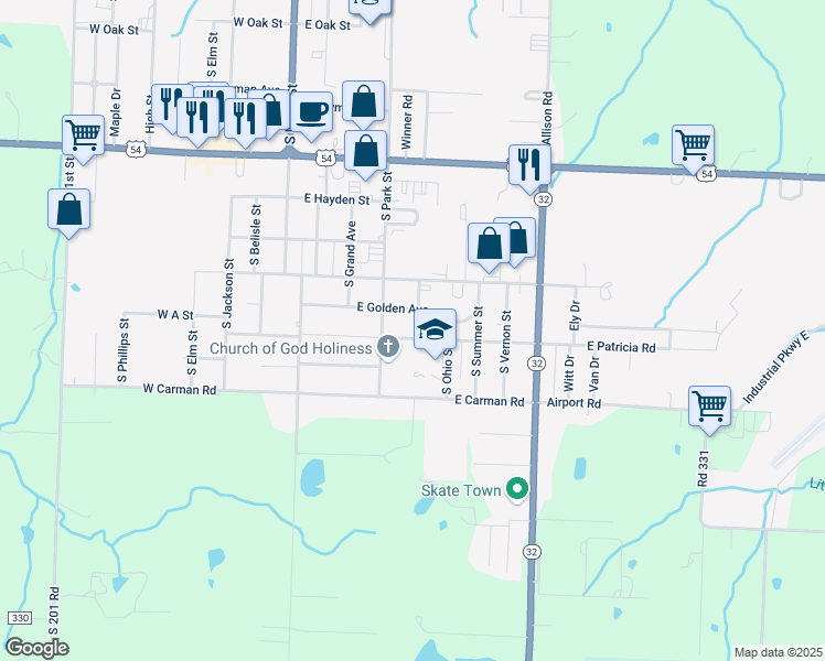 map of restaurants, bars, coffee shops, grocery stores, and more near 400-592 East Patricia Avenue in El Dorado Springs